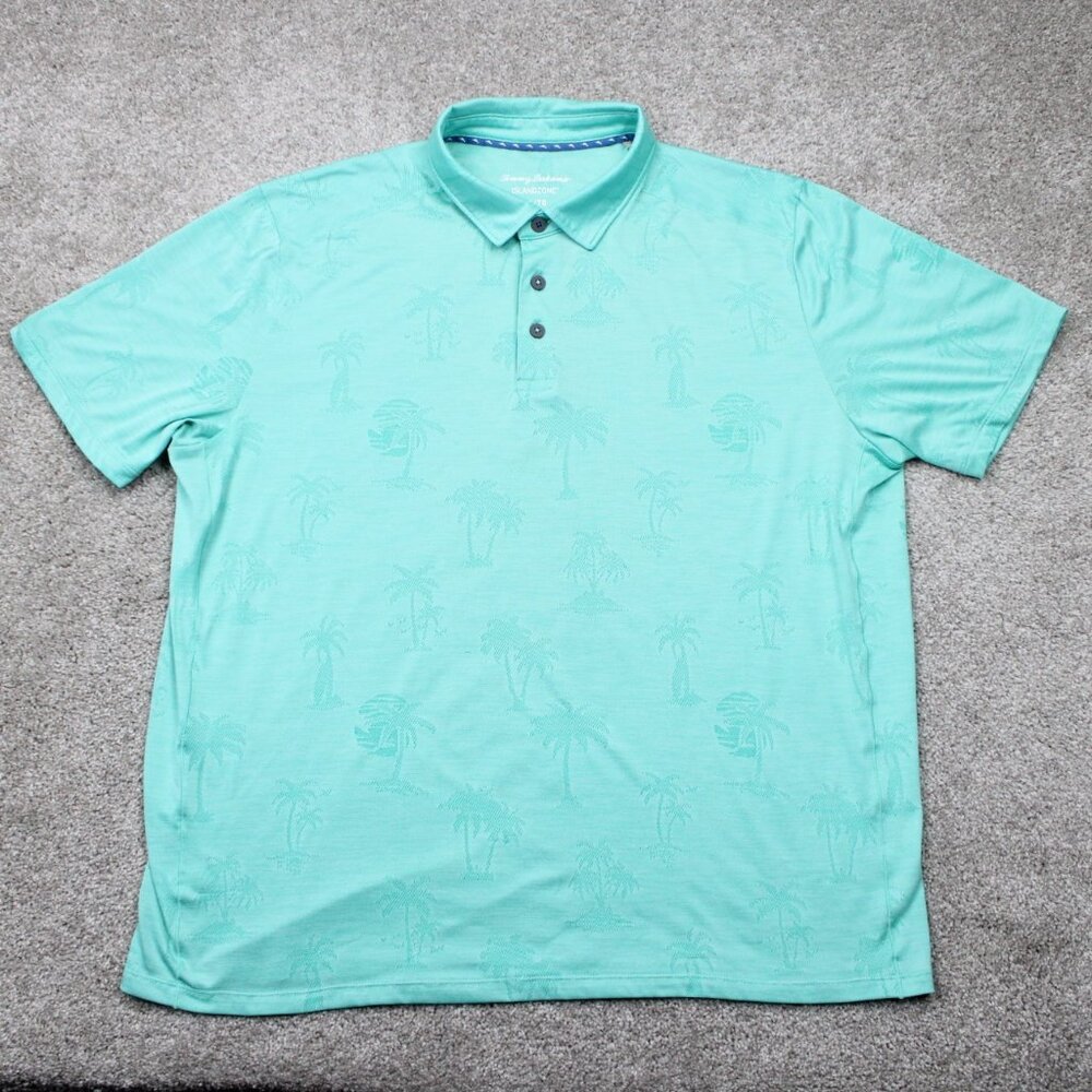 Tommy Bahama IslandZone Polo Shirt Mens XL‎ Blue S/S Polyester Stretch Pullover